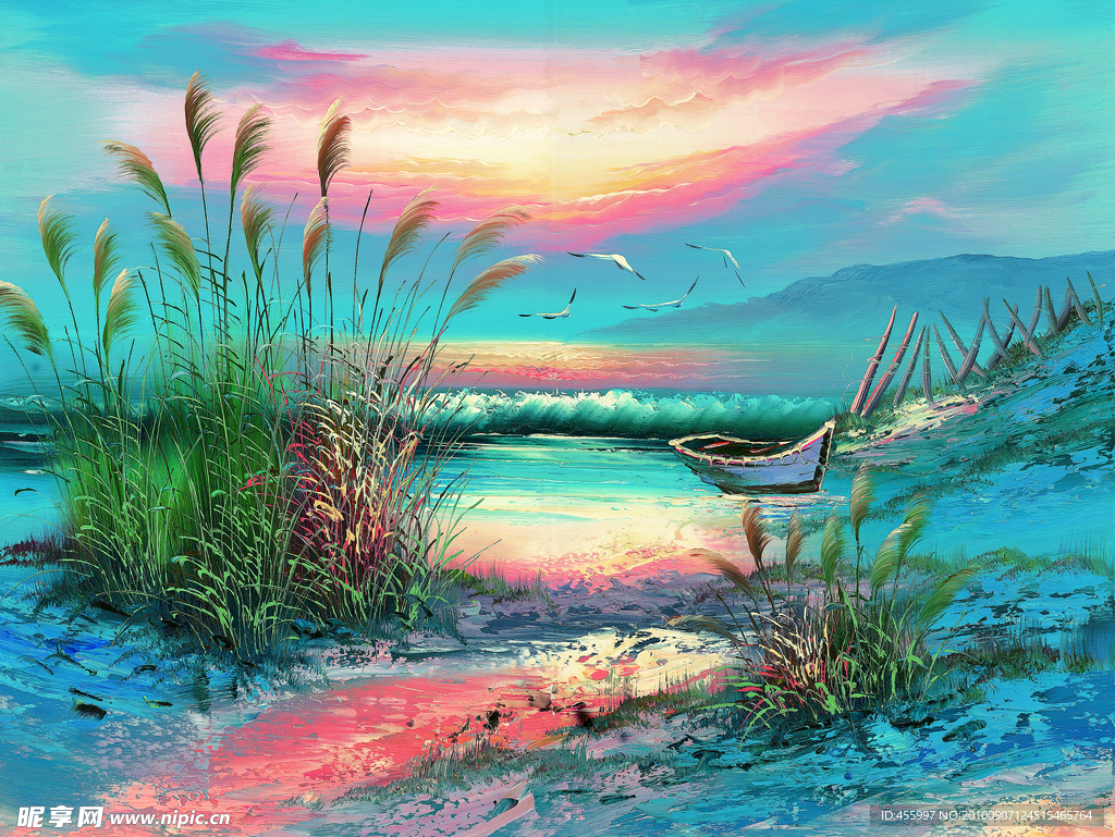 油画 手绘油画 海边风光(40x30厘米)