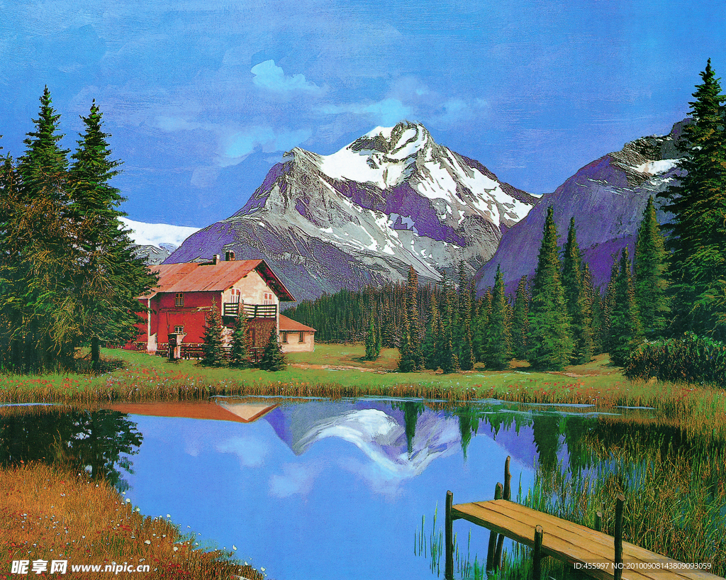 油画 手绘油画 雪山风景(50x40厘米)