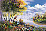 油画 田园风光 风景人物油画(91x61厘米)