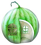 手绘画 西瓜屋 彩铅