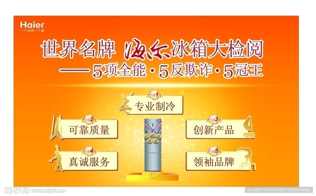 海尔五项全能活动背景板