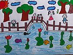 儿童水粉蜡笔画