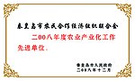 秦皇岛市农民全作经济组织联合会奖牌