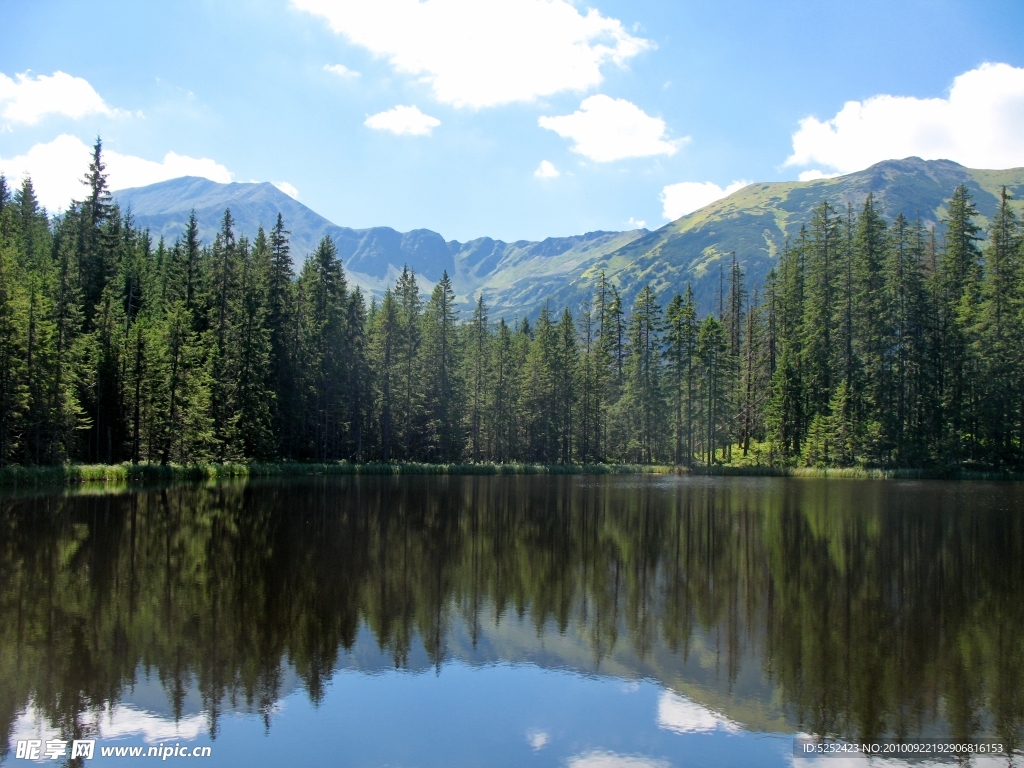 山中湖泊美景