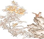 分层中国画牡丹
