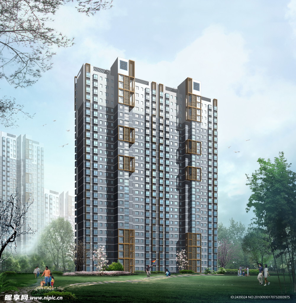 板式高层住宅效果图