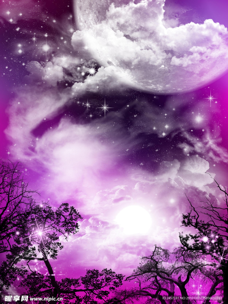 梦幻天空 树林 树木 影楼背景