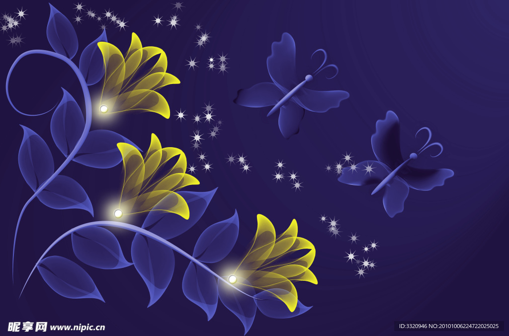 梦幻花朵花纹图片