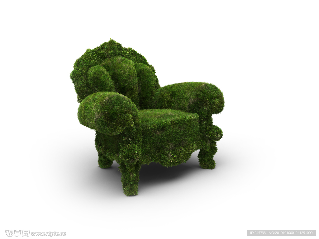 3d绿色毛绒沙发