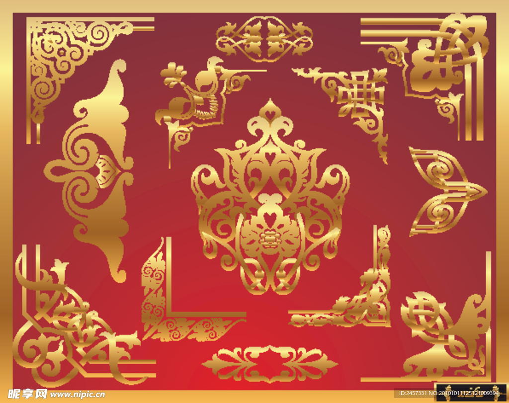 金色花纹花边 边框