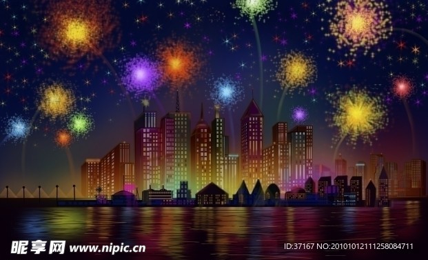 江边城市夜景