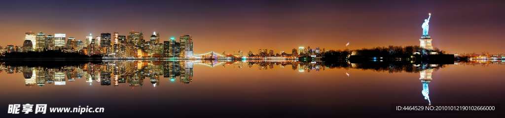 夜景 纽约 自由女神