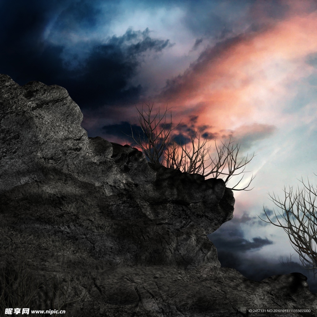 科幻背景 畸形怪石 梦幻天空