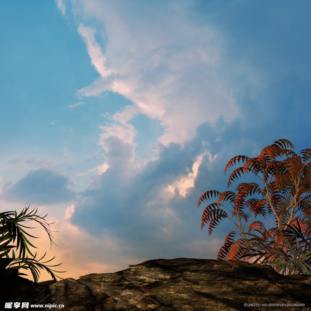 影楼背景 山崖边 蓝天白云