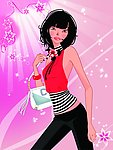 韩国卡通美女 时尚美女 移门花