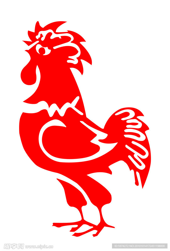 剪纸动物公鸡
