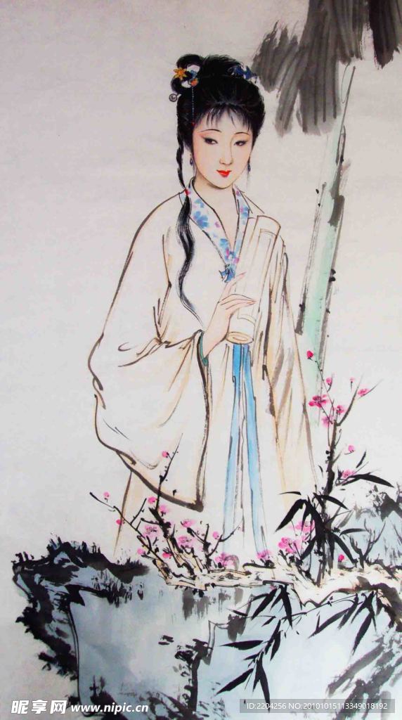 中国画 白衣女子