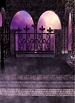 紫色浪漫背景 影楼背景 红花 绿叶