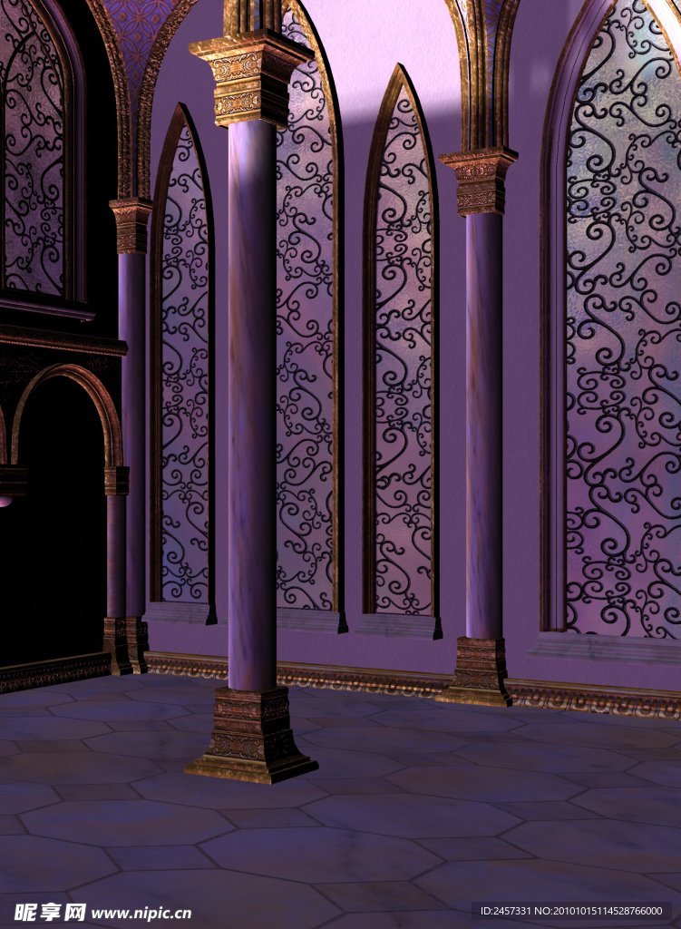 紫色浪漫背景 影楼背景 石柱