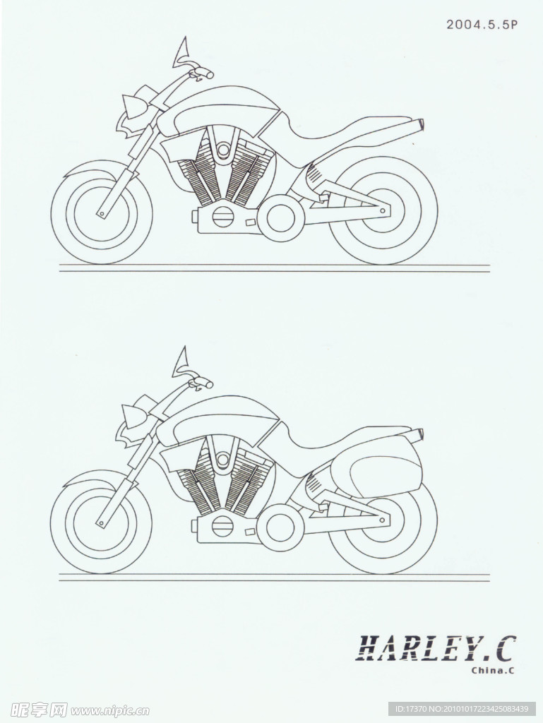 手绘摩托车