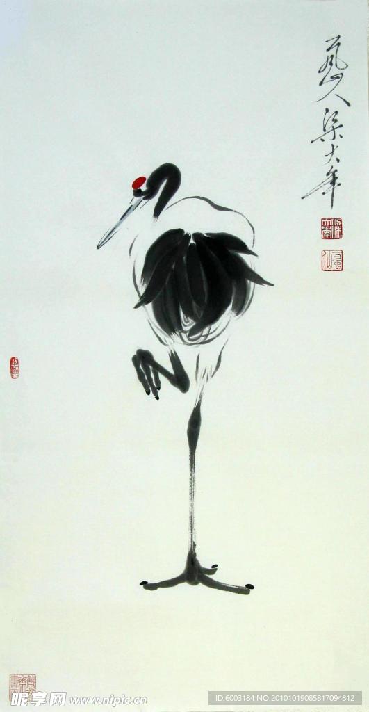 梁大年 国画 鹤