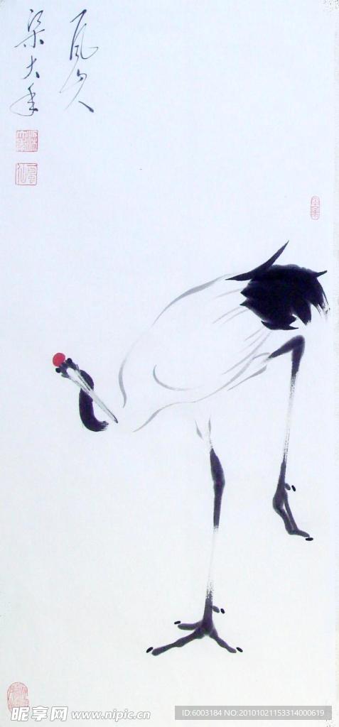 梁大年 国画 鹤