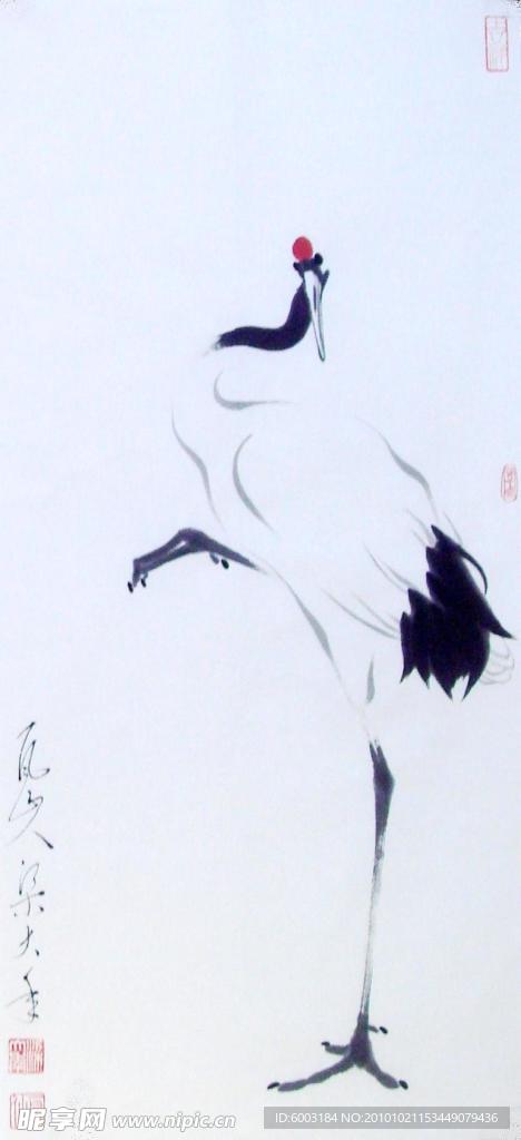 梁大年 国画 鹤