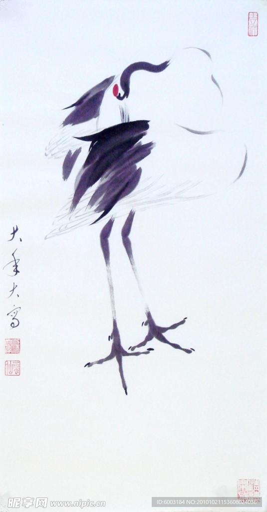 梁大年 国画 鹤
