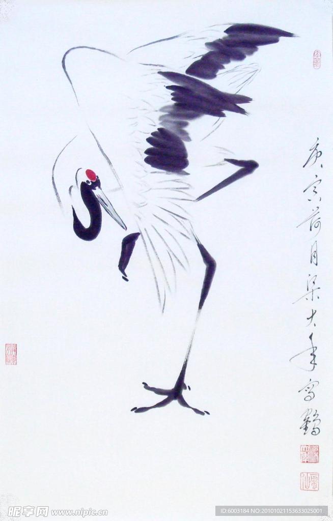 梁大年 国画 鹤
