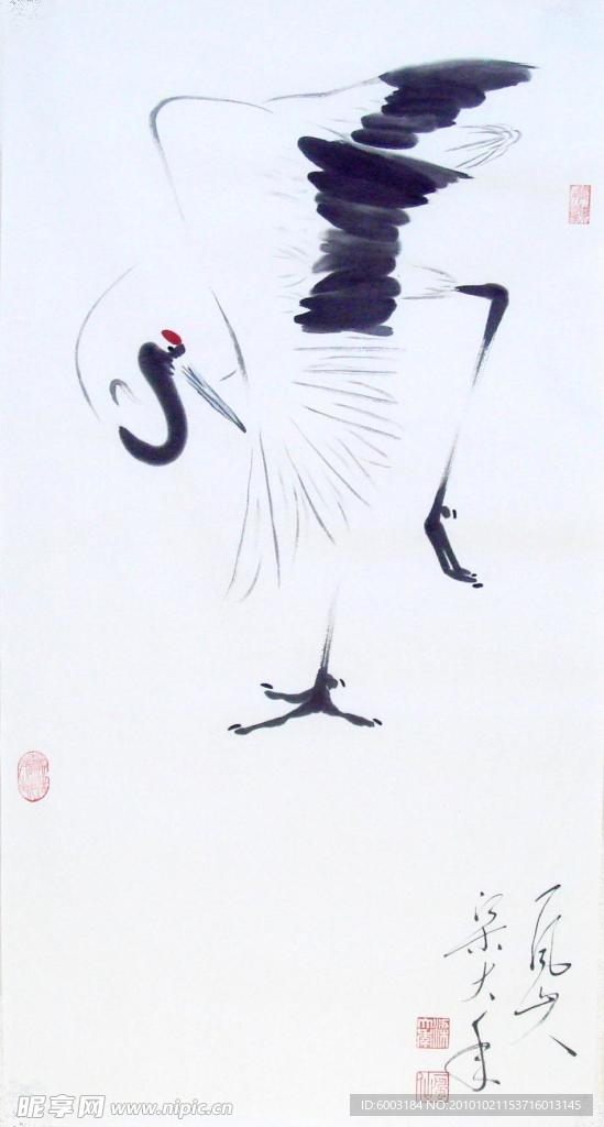 梁大年 国画 鹤