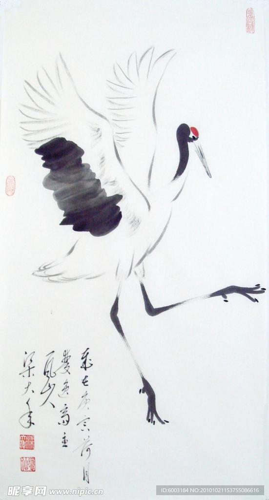 梁大年 国画 鹤