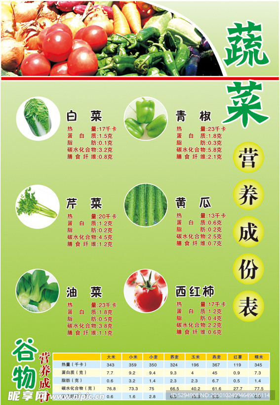 蔬菜营养成份表