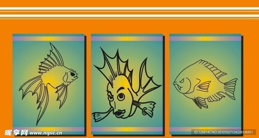 鱼系列鱼抽象无框画
