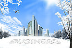 韩国雪景浪漫冬季房地产