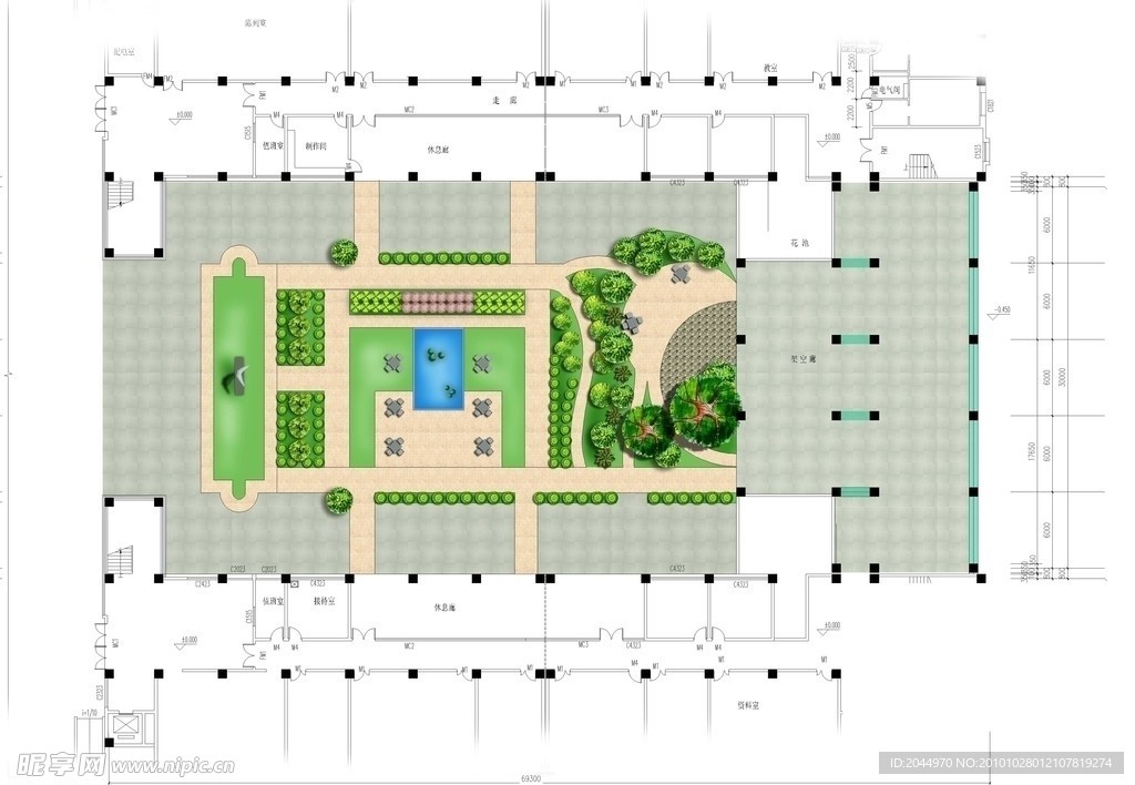 校园中庭平面图
