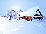 绘画ps 冬天雪景 美丽 圣洁 蓝调 乡村