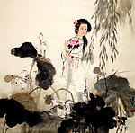 荷花仕女