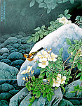 山漳花争发春溪水任流
