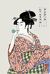 日本浮世绘彩绘 吹泡泡