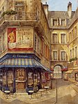 欧式装饰画 巴黎街景 酒吧
