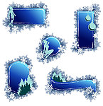 蓝色雪花边框