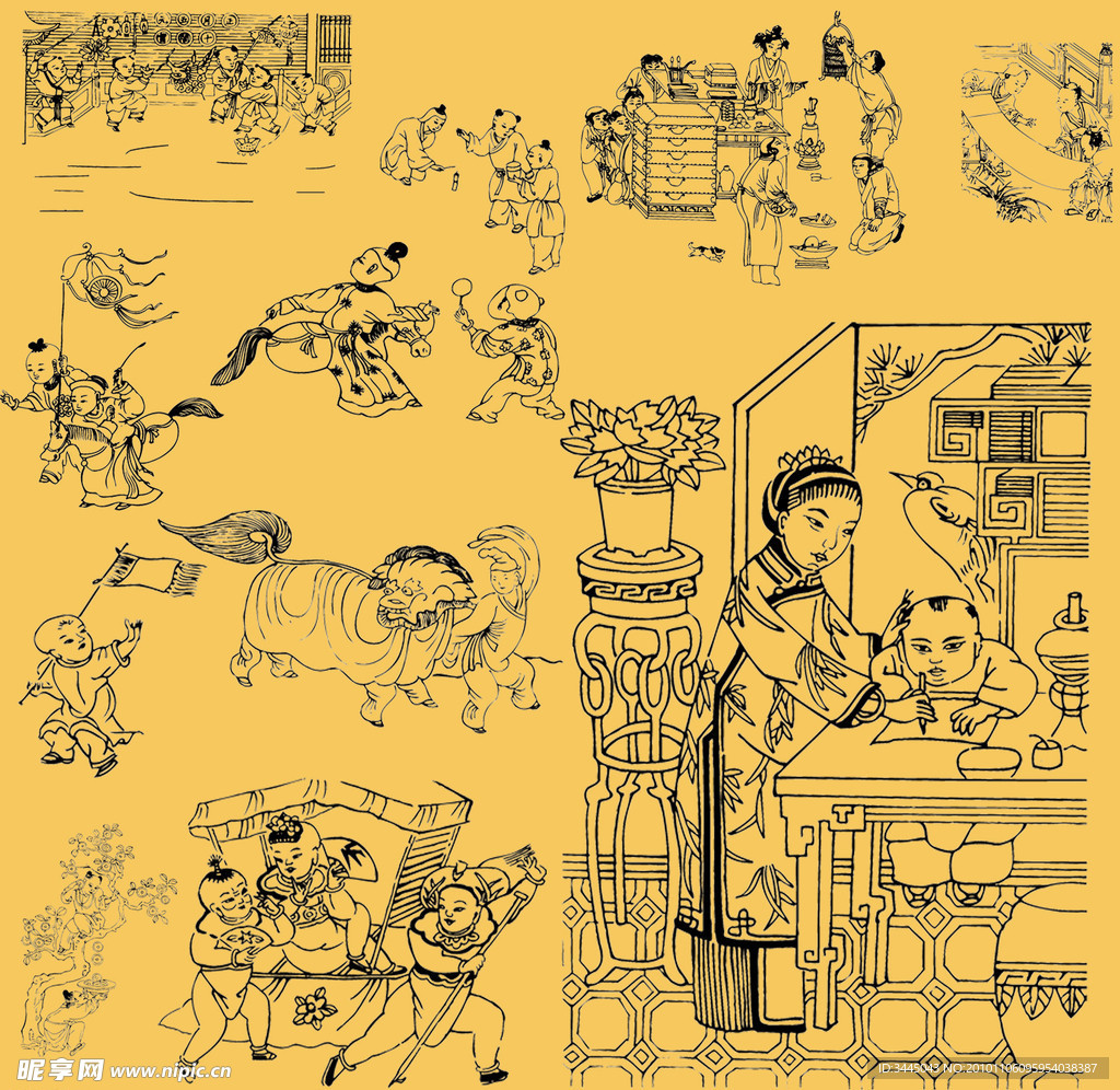古代人物白描