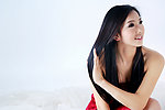 高清红裙长发美女