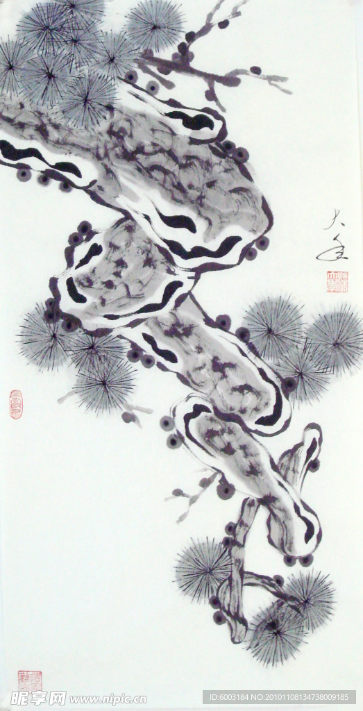 梁大年 国画 松