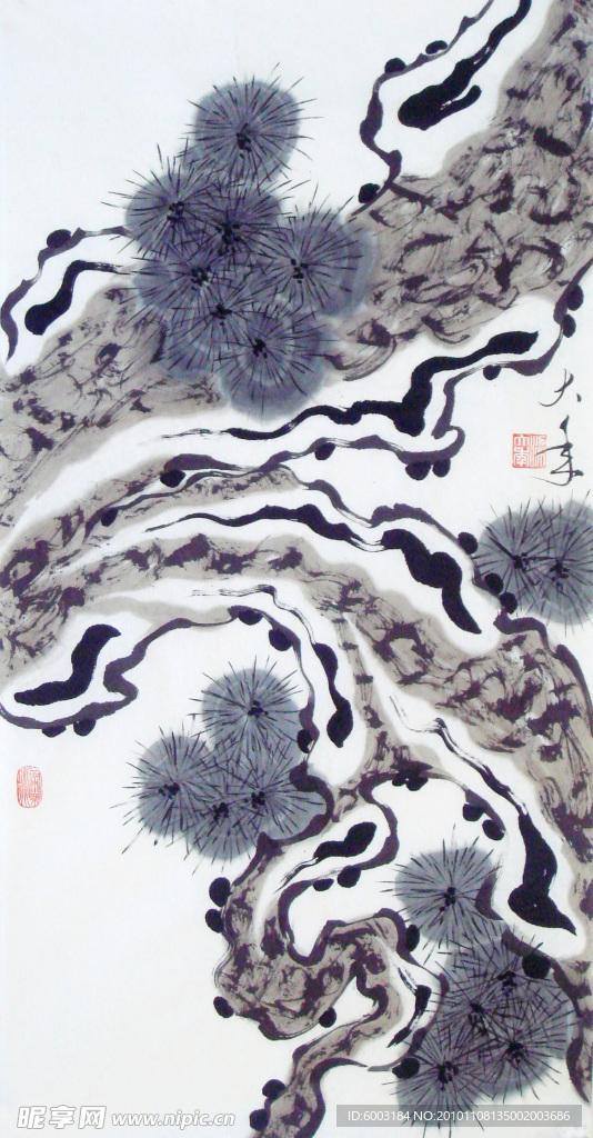 梁大年 国画 松