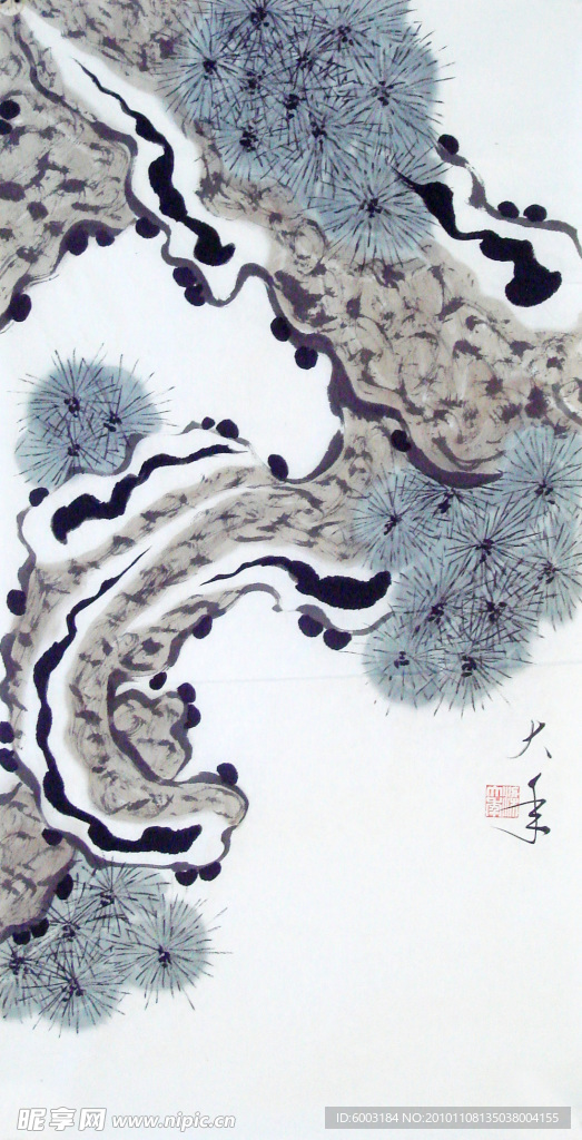 梁大年 国画 松