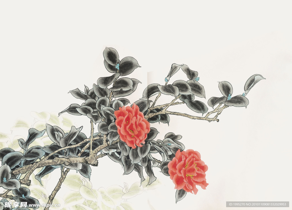 工笔画牡丹