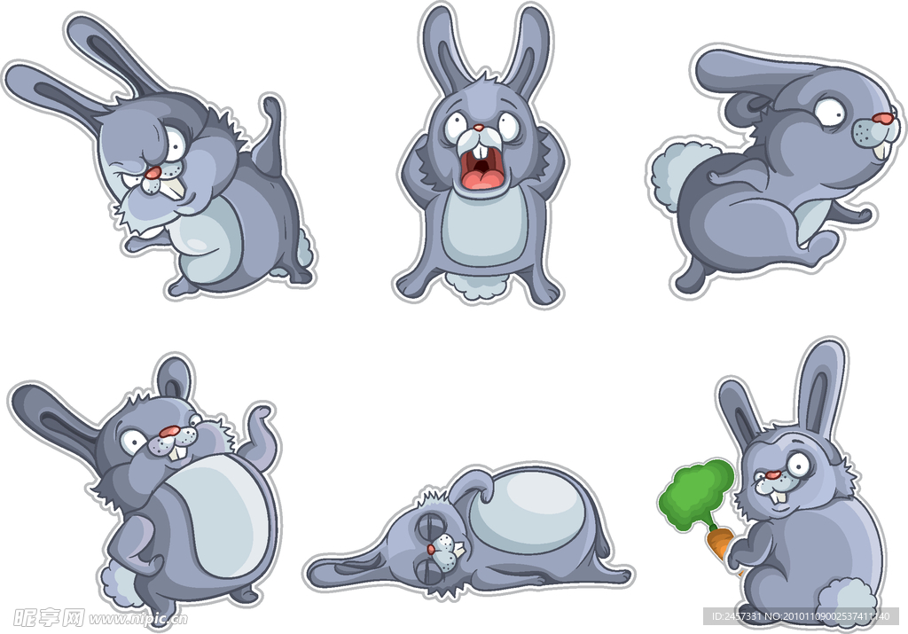 可爱卡通兔子表情 兔年素材