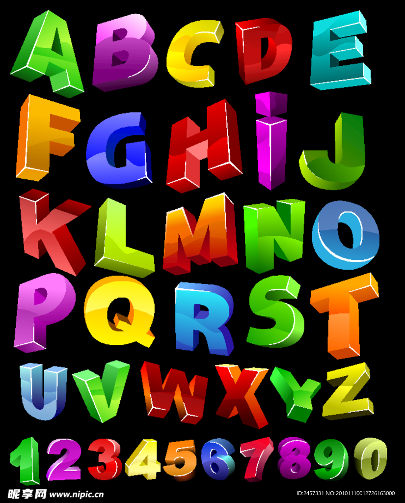 彩色3d字母 数字