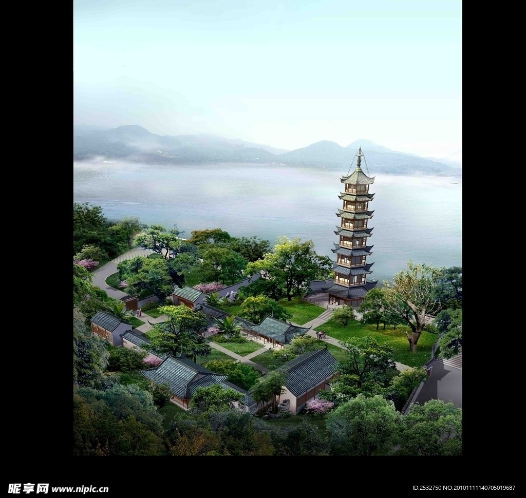 中式古典景观建筑群